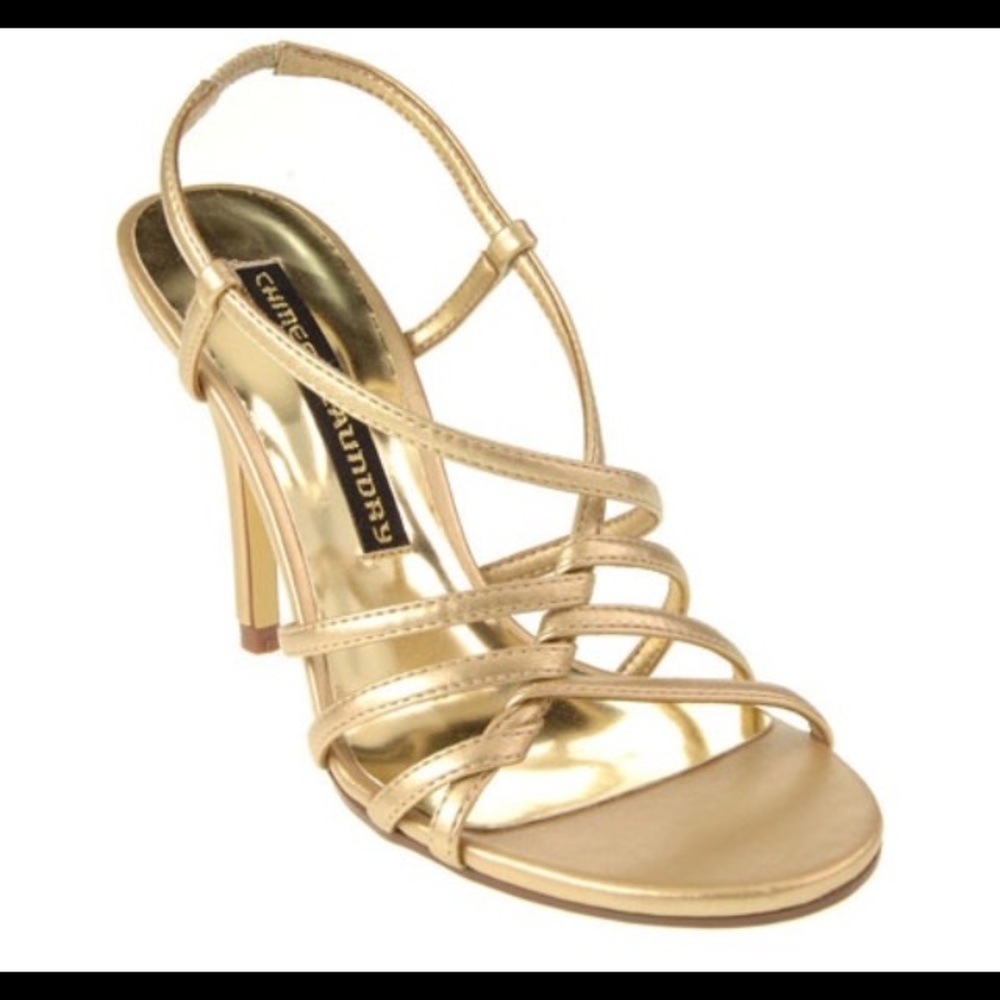 Gold heels wedding formal shoes 9